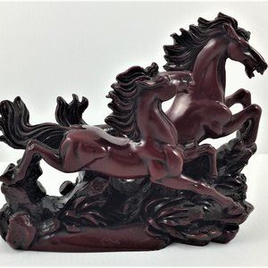 Galloping Wild Horses Figurine, Brand New